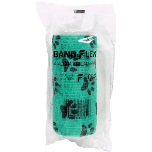 Atadura 10cm Verde Com Patinhas Band-Flex Autoadesiva Para Animais Farex